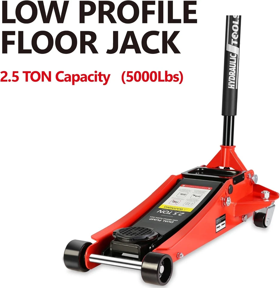 2.5Ton 5000lb Floor Jack Stand Ultra Low Profile Quick Lifting Dual Pump Pistons - Image 1 of 4