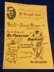 William McGonagall  CLUB SUPPER PRESTWICK  1971  LARGE CARD  20/28 CM - Picture 1 of 11