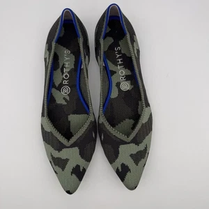 Rothy's Womens The Point Camo Ballet Flats Shoe Size 11 Olive Green Black Office - Picture 1 of 11