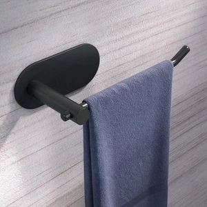 Hand Towel Holder for Bathroom Wall Mounted, Black Towel Rack Self Adhesive T... - Picture 1 of 5