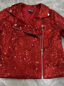Jojo Siwa Jo Jo’s Closet Red Sequin Moto Jacket Holiday Collection  SZ S 6-6x - Picture 1 of 7