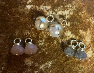 3er Set Ohrring Charms matt gelbgoldfarben und Stein für Creolen - Bild 1 von 5