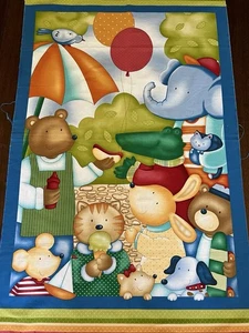 Benartex At The Park Wilma Sanchez Animal Nursery Baby Kid panel 23.5x44” VTG - Picture 1 of 5
