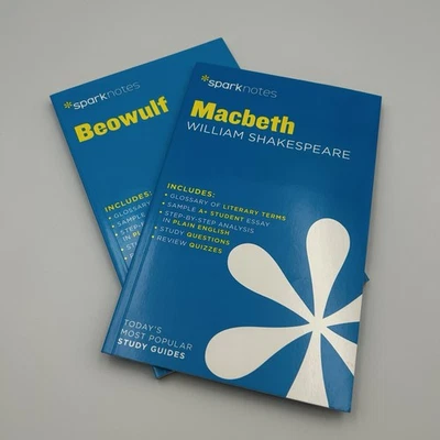 Sparknotes Study Guides Lot of 2 MacBeth Beowolf English Class Literary Studies - Image 1 of 4