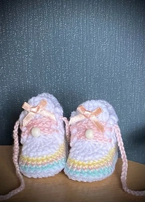 Crochet Newborn Baby First Shoes Booties Boots Slippers Trainers — 第 1/2 张图片