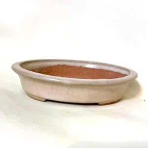 Japanischer Tokoname Bonsai Topf / Made by Hattori 16,5 cm (6,5") weiß oval - Bild 1 von 5