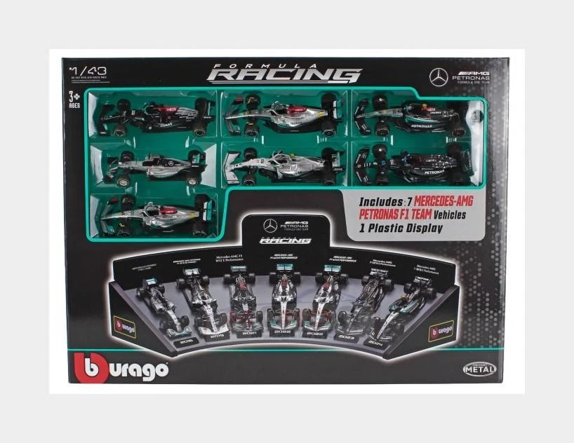 1:43 BURAGO Mercedes Gp Set F1 7X W05 W07 W10 W12 W13 W14 W15 BU38170-PACK7 - Immagine 1 di 2