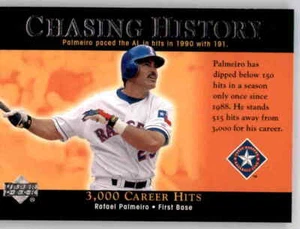 Upper Deck Chasing History 2002 - 3000 hits Rafael Palmeiro Insert UD Rangers #5 - Imagen 1 de 2