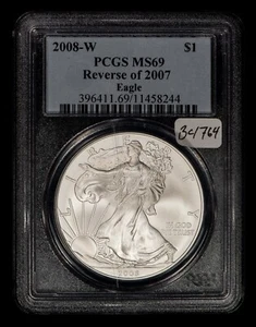 2008-W 1 oz Silver American Eagle - Reverse of 07 - PCGS MS 69 - SKU-B4764 - Picture 1 of 4