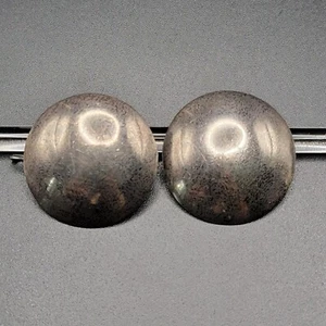 Old Pawn 925 Sterling Silver Mexico TT 25mm Earrings Signed Dome Stud Dangle 1" - Picture 1 of 22