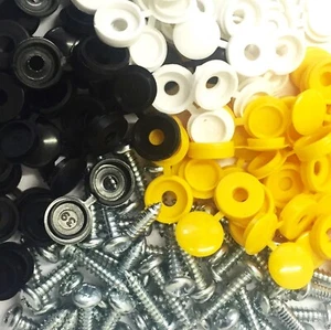 Paquete de 72 MONTAJE DE PLACA NÚMERO, TORNILLOS DE 3/4" AUTOGOLPE Y TAPAS DE COLORES - Imagen 1 de 1