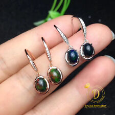Natural Black Opal Gemstone Solid 925 Sterling silver Earrings for Women Gift