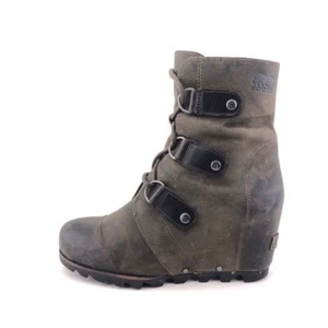 Sorel Joan of Arctic Wedge II Ankle Boots Womens Size 7 EUR 38 Brown Leather - Picture 1 of 13