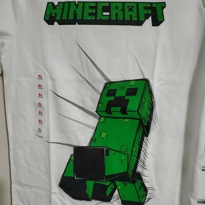 Boys Minecraft Shirt Kids XL White - Image 1 of 4