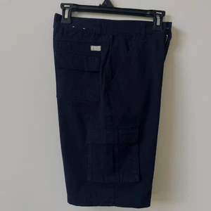 Izod Jeans Cargo Shorts Sz 12 Classic Chino 100% Cotton Navy Blue Summer Resort - Picture 1 of 10