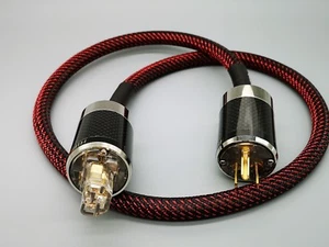 Cable de alimentación de CA de 1,5 m de cobre puro 6n EE. UU. enchufe de fibra de carbono IEC hembra - Imagen 1 de 7