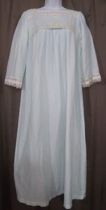 VTG CHRISTIAN DIOR NIGHTGOWN BABY BLUE W/ LACE DETAILS COTTON M/L - Picture 1 of 7