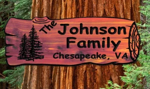 Personalized Custom Carved Cedar Sign -Cedar Log-Rustic Plaque Home Decor - Picture 1 of 2