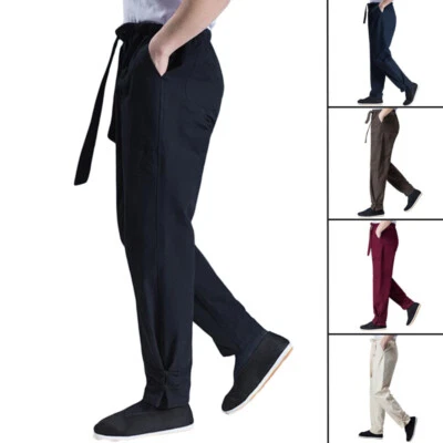 Pantalones de Kung Fu Bruce Lee Artes Marciales Tai Chi Pantalones atados al Tobillo con Cinturón Foto 1 de 4