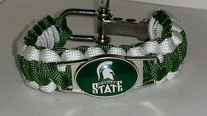 MICHIGAN STATE PARACORD SURVIVAL BRACELET - ADJUSTABLE 9" - 10" - SPARTANS - Picture 1 of 3