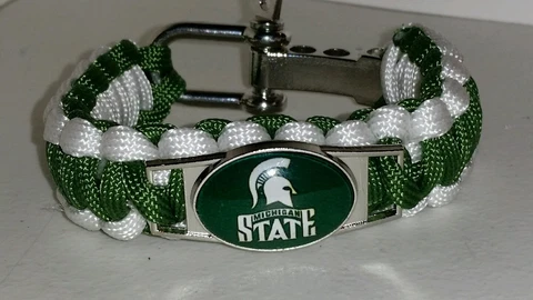MICHIGAN STATE PARACORD SURVIVAL BRACELET - ADJUSTABLE 9" - 10" - SPARTANS Cover