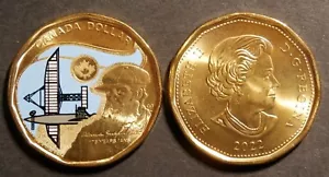 CANADA 2022 - $1 , Queen Elizabeth II / Alexander Graham Bell (Coloured Coin) - Picture 1 of 2