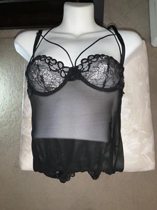 Rene Rofe Black Bustier with Removable Straps and Garters Size S/M - Picture 1 of 7