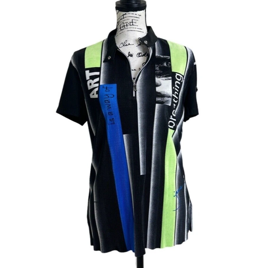 Camisa de golf Jamie Sadock Top manga corta plisada 1/4 cremallera arte para usar talla M Foto 1 de 4