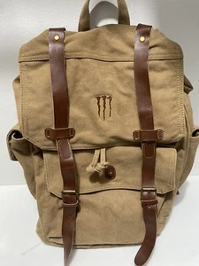 JAVA Monster Heavy Duty Canvas Backpack w/Leather Straps *RARE* - Picture 1 of 9