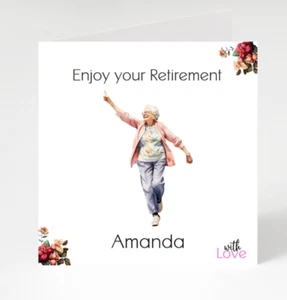 Personalised Retirement Card, Enjoy your Retirement card for Friend, Mum, Sister - Picture 1 of 3