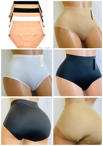 Pack 6 Women HIGH WAISTED NO SHOW Panties Ice Silk Underwear Invisible Briefs XL - Picture 1 of 9