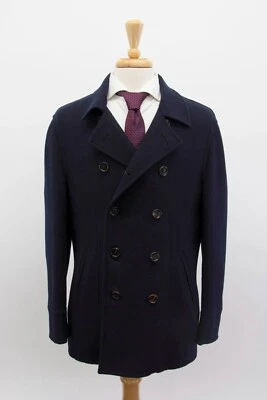 NWT$8475 Brunello Cucinelli Men Cashmere-Wool Pea Coat W/Logo Buttons 48/38 A242 - Image 1 of 4
