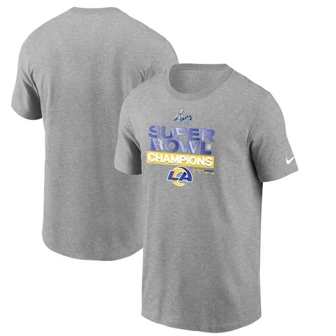 Los Angeles Rams Nike Super Bowl LVI Champs T-Shirt Heather Gray SIZE 4XL (CB) Cover