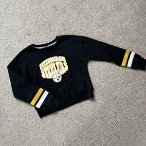 Youth girls 10/12 NFL Pittsburgh Steelers cropped crewneck sweatshirt EUC - Picture 1 of 4