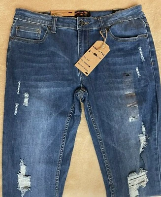 Pantalones de mezclilla elásticos Ring of Fire para hombre ajustados RIP/DESTRCT W33 L30 nuevos con etiquetas Foto 1 de 4