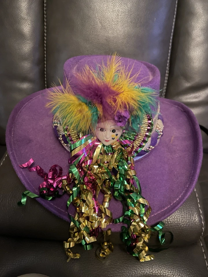 Pigalle Western Purple Felt Mardi Gras Hat - Image 1 of 4