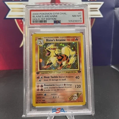 Blaine's Arcanine 1/132 Gym Challenge Holo 1st Edition PSA 8 - Image 1 of 2