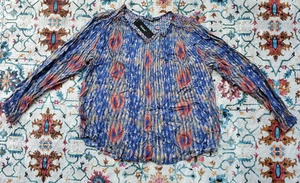 Tolani Collection Damen Plissee Langarm V-Ausschnitt Top Neu mit Etikett Gr. XL - Bild 1 von 7