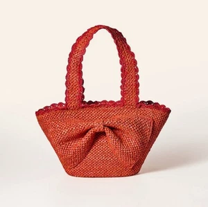 Kate Spade New York x Target Red Raffia Bow Tote Bag - Picture 1 of 3