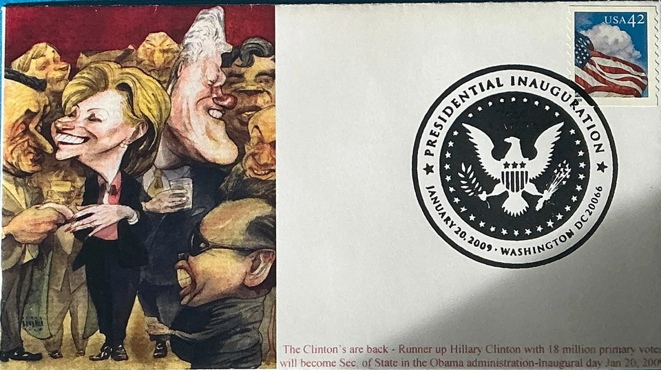 GG (Gary Gozemba) Cachet Inauguration Day 2009 Barrack Obama Hillary Clinton  - Image 1 of 1