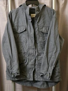 UNIVERSAL THREAD Utility-Jacke Damen blau/grau 100 % Baumwolle mit Kapuze, Größe M - Bild 1 von 9