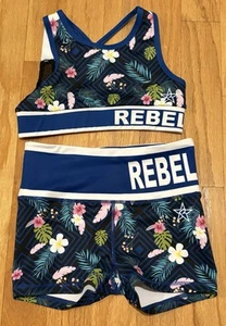 Rebel Athletic Blue Tropical Youth Cheer Set - Youth Large - Picture 1 of 2