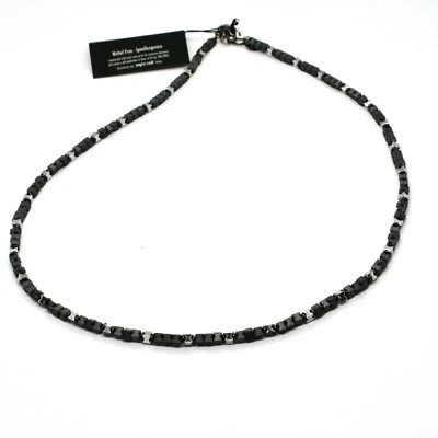 COLLANA IN ARGENTO 925 BRUNITO CON EMATITE LUCIDA MADE IN ITALY BY MASCHIA - Immagine 1 di 4