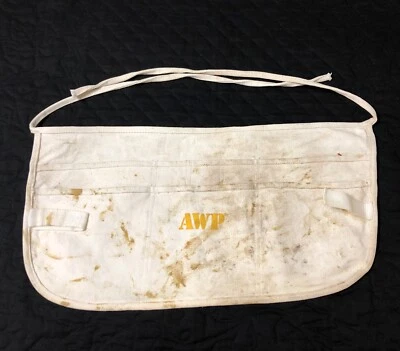 AWP Tool Nail Apron Multi-Pocket White Canvas Tie Construction EXPERIENCED - Image 1 of 4