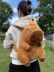 Strawberry Hat Capybara Plush Toy Simulation Turtle Backpack Capybara Stuffed An - Picture 1 of 7