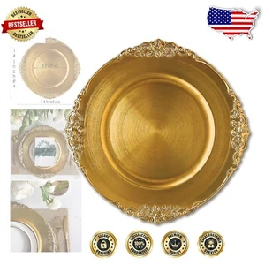 Set of 24 Gold Charger Plates - Elegant Dining Essentials for Every Celebration - Picture 1 of 8