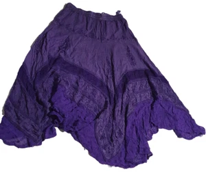Festival Clothing Purple Boho Skirt India Made Elastic Waist Tiered Hem Gypsy 12 - Picture 1 of 7