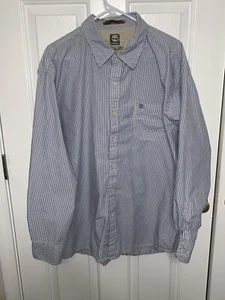 Timberland Shirt Mens 2XL XXL Button Up Blue White Stripe Sleeve Cotton Collar - Picture 1 of 5