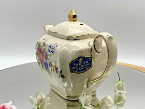 Vintage Sadler teapot cube wild flowers mint unused with label circa 1950s - Picture 1 of 11