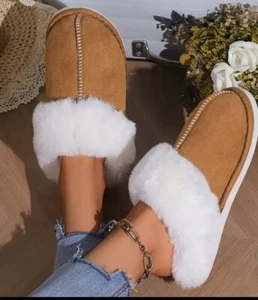 Damen Hausschuhe Luxus Kunstfell Outdoor Sohle Weich Damen Pantolette Größe 6 - Bild 1 von 2